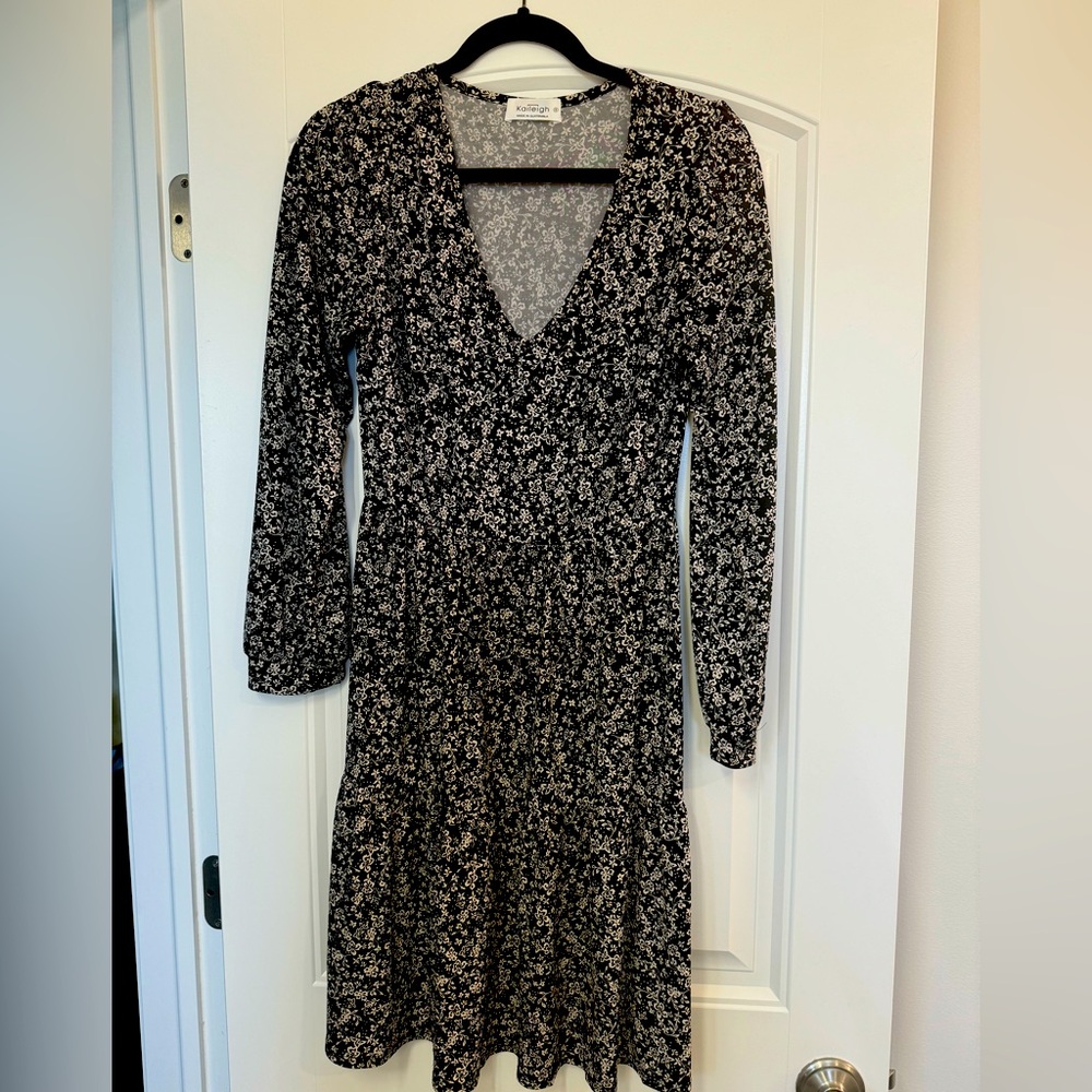 Black floral print dress